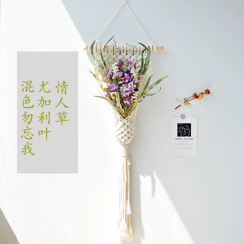 Hand - Woven Cotton Rope Tapestry with Dried Flower Pocket - Julia M LifeStyles