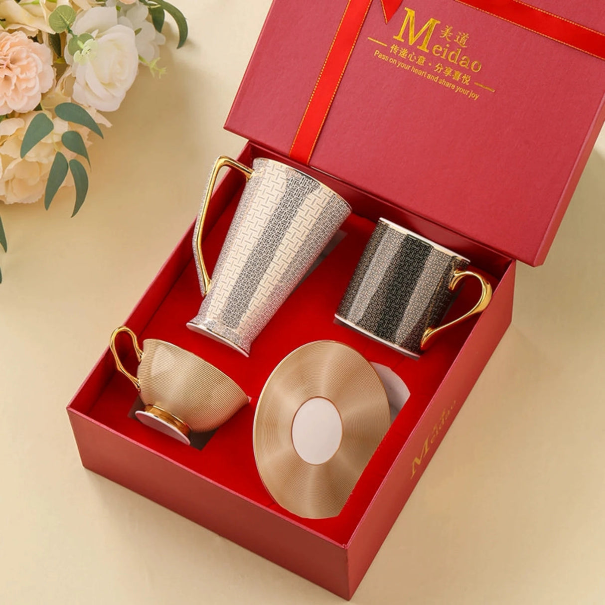 Exquisite European Bone China Coffee Cup Set in Luxury Gift Box - Julia M LifeStyles