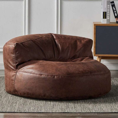 Leather Lazy Bean Bag Chair Cover Leather Lazy Bean Bag Chair Cover Julia M Home & Kitchen brown-sofa cover 