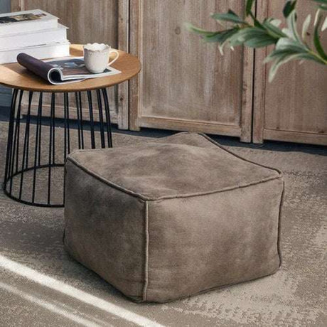 Leather Lazy Bean Bag Chair Cover Leather Lazy Bean Bag Chair Cover Julia M Home & Kitchen grey-square stool cover 
