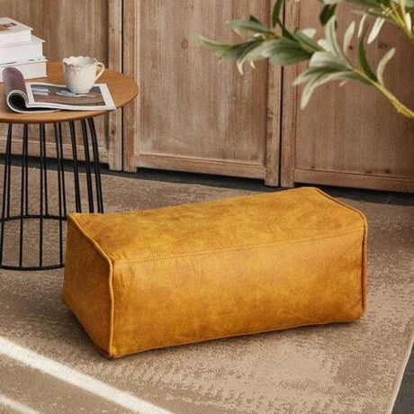Leather Lazy Bean Bag Chair Cover Leather Lazy Bean Bag Chair Cover Julia M Home & Kitchen yellow-long stool cover 