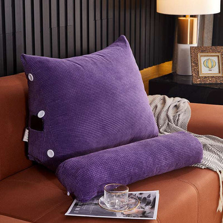 Plush Comfort Lumbar Pillow - Ultimate Support for Bed, Sofa and Living Room Waist Backrest Pillow Julia M Home & Kitchen Purple 45x22x50cm with headrest 