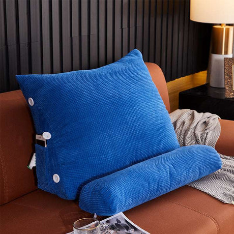 Plush Comfort Lumbar Pillow - Ultimate Support for Bed, Sofa and Living Room Waist Backrest Pillow Julia M Home & Kitchen Royal Blue 45x22x50cm with headrest 