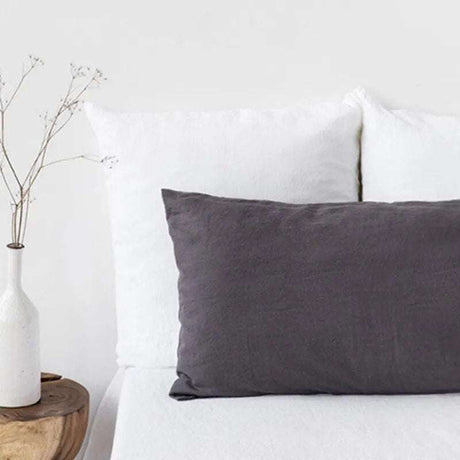 Pure Linen Double Long Pillowcase hugging pillows Julia M Home & Kitchen dark gray 51x90cm 