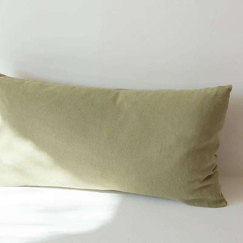 Pure Linen Double Long Pillowcase hugging pillows Julia M Home & Kitchen pea green 51x90cm 