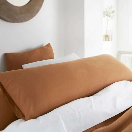 Pure Linen Double Long Pillowcase hugging pillows Julia M Home & Kitchen Caramel color 51x90cm 