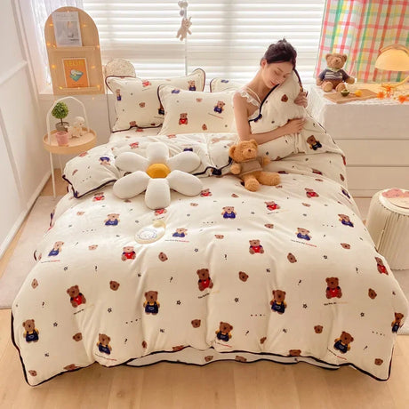 Polka Dot and Heart Winter Bedding Set Quilts and Blankets Julia M Home & Kitchen 8 US Full size 4 pcs 