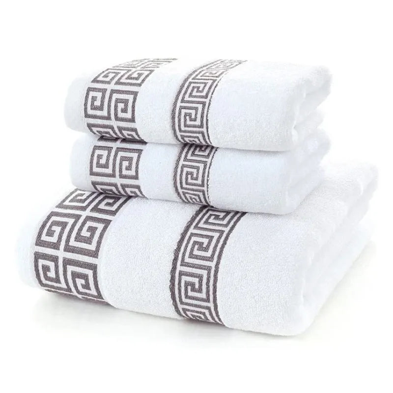 Luxury Cotton Towel Set - 2 Hand & Face Towels, 1 Big Bath Towel bath towel set Julia M Home & Kitchen GE white 3pcs set 