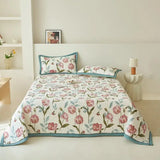 Beige Floral Reversible Quilt Set - 3 Pieces, Twin/Queen Size - Julia M LifeStyles