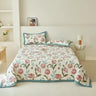 Beige Floral Reversible Quilt Set - 3 Pieces, Twin/Queen Size - Julia M LifeStyles