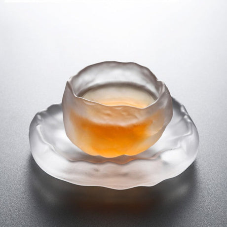 Frosted Japanese Glass Tea Cup – Elegant Single Serve Teacup