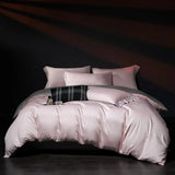 Luxury 100% Egyptian Cotton Reversible Duvet Cover Set in Silver & Purple