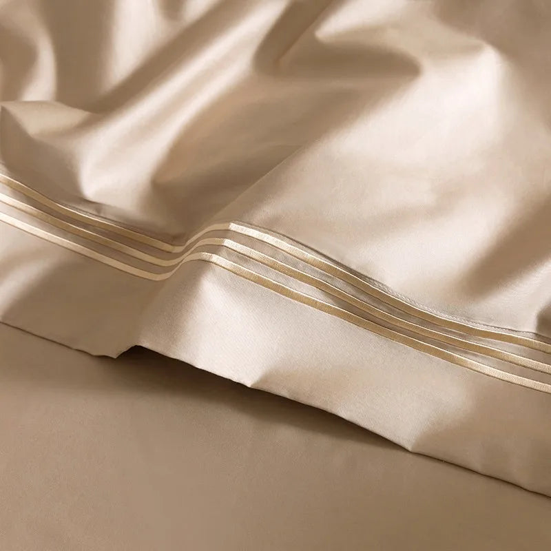 Luxury 1000TC Egyptian Cotton Duvet Cover Set with Silver Embroidery