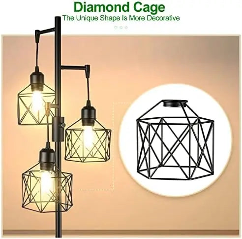 Golden Diamond Cage Floor Lamp with Dimmable LED Lights 🌟 Lighting & Lamps Julia M Home & Kitchen   
