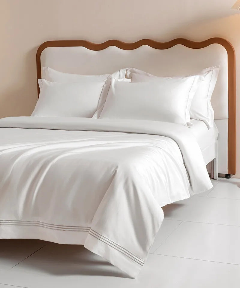 Luxury 1000TC Egyptian Cotton Duvet Cover Set with Silver Embroidery - Julia M LifeStyles