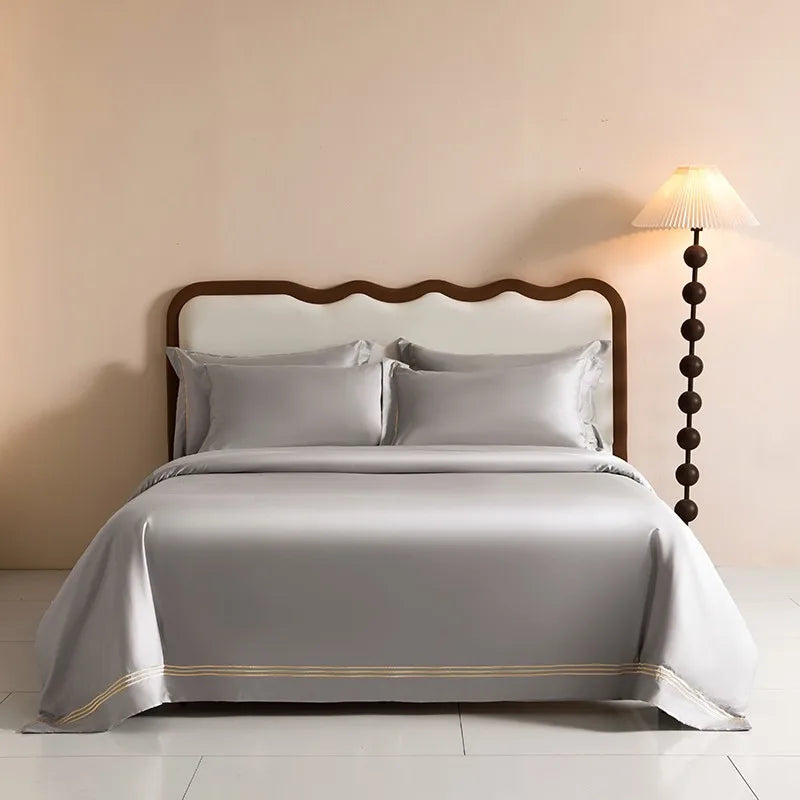 Luxury 1000TC Egyptian Cotton Duvet Cover Set with Silver Embroidery - Julia M LifeStyles