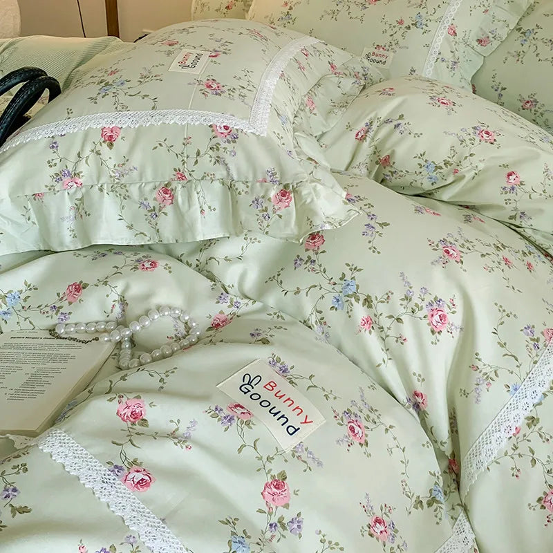 Spring Garden Floral Duvet Cover Set - 100% Cotton, Double Queen - Julia M LifeStyles