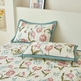 Beige Floral Reversible Quilt Set - 3 Pieces, Twin/Queen Size