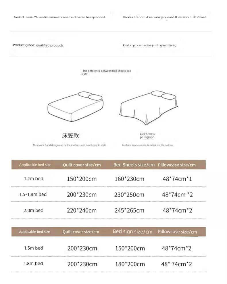 Winter Bed Milk Fiber Thickened Four-Piece Set