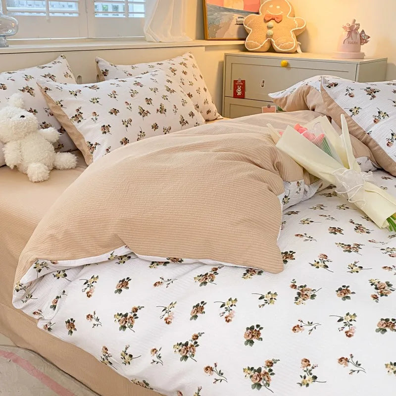 Aesthetic Floral Bedding Set - Twin to Queen Duvet Cover with Pillowcases