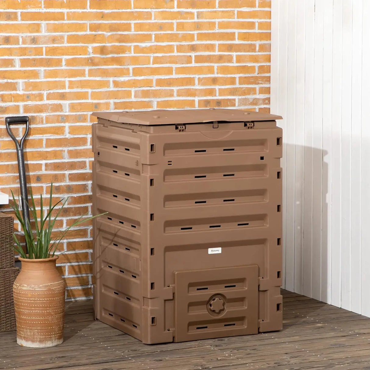120 Gallon Garden Compost Bin with 80 Vents and Sliding Doors outdoor compost Julia M Home & Kitchen   