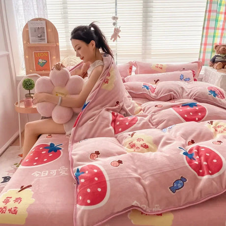 Polka Dot and Heart Winter Bedding Set Quilts and Blankets Julia M Home & Kitchen 11 US Full size 4 pcs 