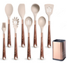 Silicone Kitchen Utensils Set - Heat Resistant, Non-stick, Rose Gold Plated Handles kitchen tools & utensils Julia M Home & Kitchen K08-1  
