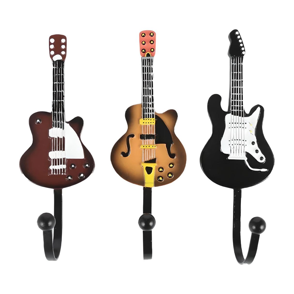 Retro Guitar Head-shaped Hooks 3PCS/Set Retro Guitar Heads Hooks Set Julia M Home & Kitchen   