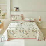 Beige Floral Reversible Quilt Set - 3 Pieces, Twin/Queen Size