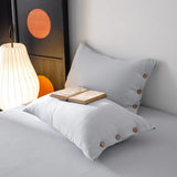 3pcs Button Duvet Cover Queen Twin Double Queen King White Gray Soft 100%Washed Microfiber Bedding Duvet Cover Set Pillowcases - Julia M LifeStyles