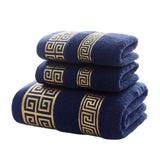 Luxury Cotton Towel Set - 2 Hand & Face Towels, 1 Big Bath Towel bath towel set Julia M Home & Kitchen GE blue 3pcs set 