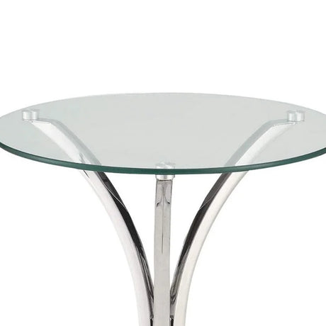 Modish Metal Accent Table with Clear Glass Top - Modern Silver Side Table accent table Julia M LifeStyles   