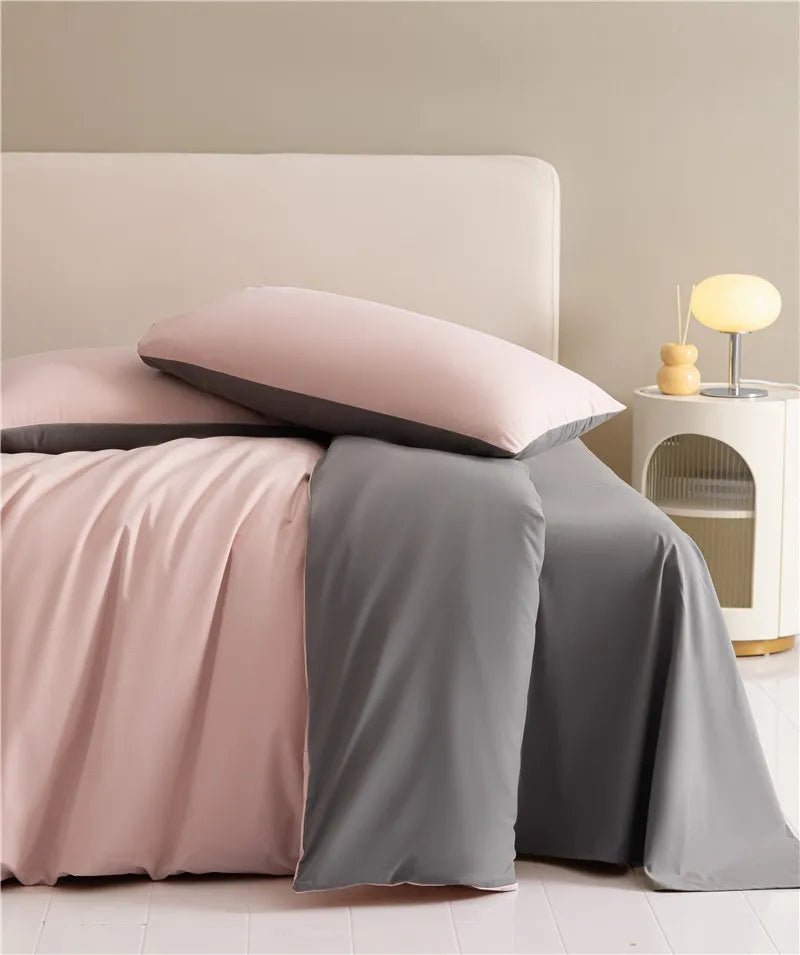 Reversible Brushed Cotton Duvet Cover Set with Pillowcases in Multiple Sizes