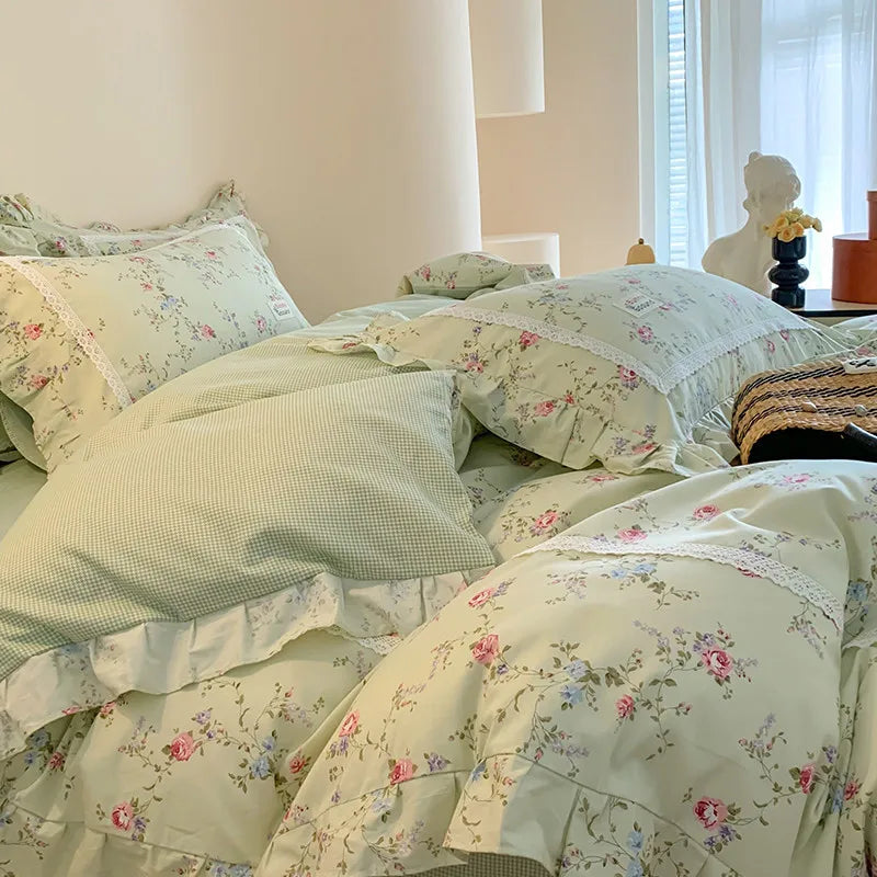 Spring Garden Floral Duvet Cover Set - 100% Cotton, Double Queen - Julia M LifeStyles