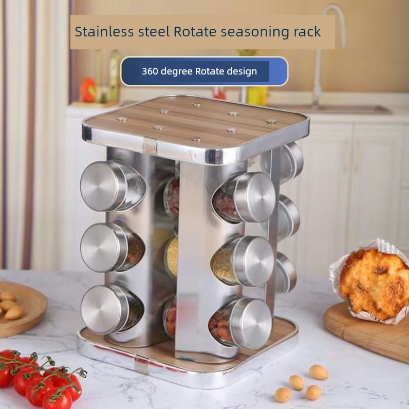 Stainless Steel Multi-Layer Rotary Kitchen Storage Rack - Julia M LifeStyles