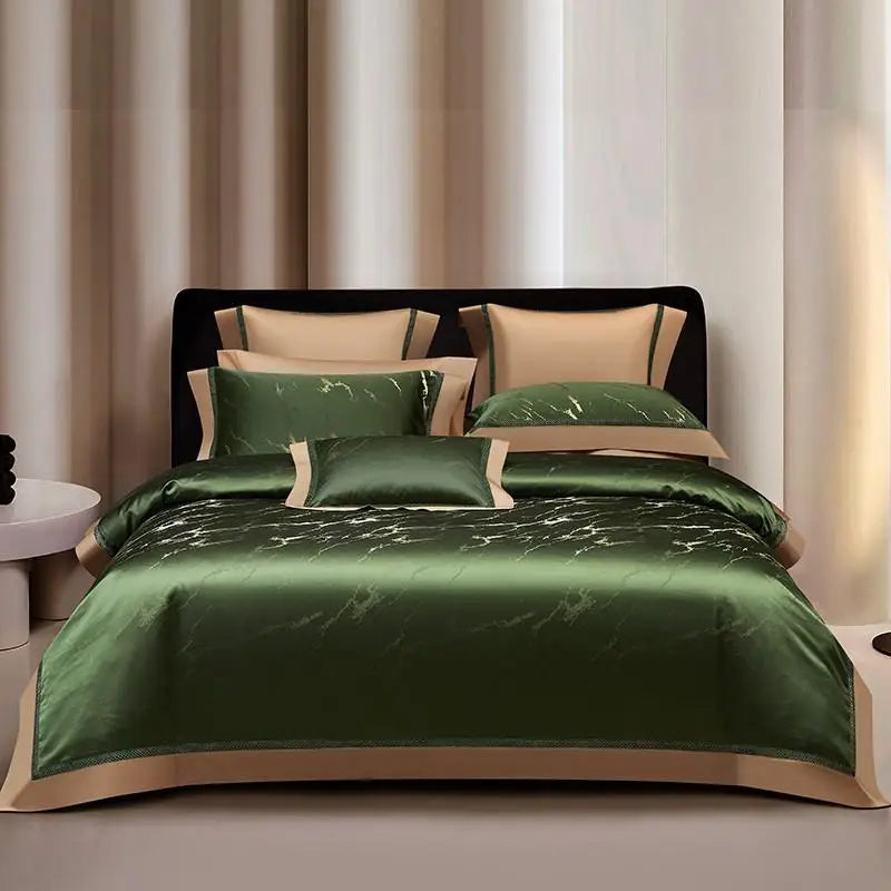 Silk - Like Satin 7 - Piece Duvet Cover Set with Double Stitching & Pillowcases - Julia M LifeStyles