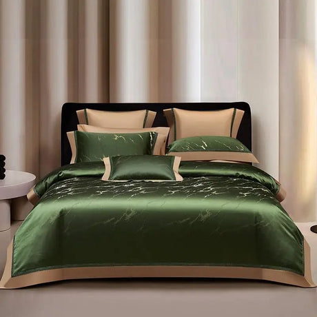 Silk - Like Satin 7 - Piece Duvet Cover Set with Double Stitching & Pillowcases - Julia M LifeStyles