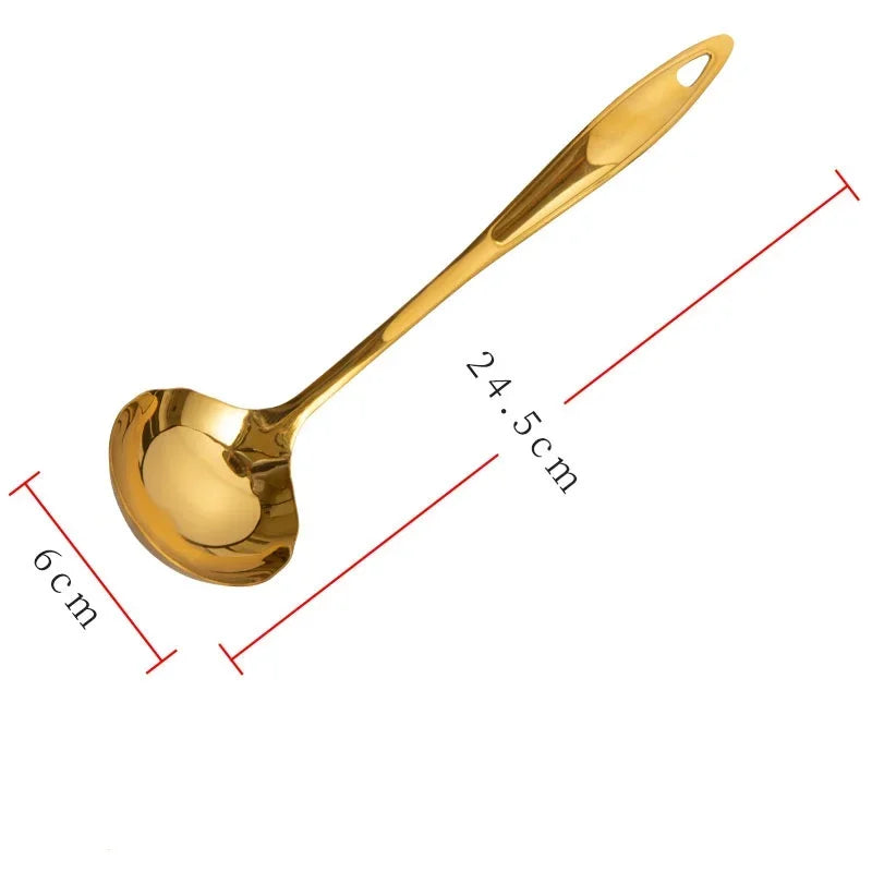 Gold Plated Stainless Steel Hot Pot Ladle & Soup Spoon - Julia M LifeStyles