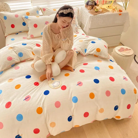 Polka Dot and Heart Winter Bedding Set Quilts and Blankets Julia M Home & Kitchen 17 US Full size 4 pcs 