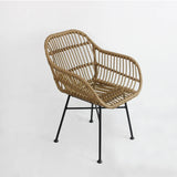 "Modern Rattan Dining Armchair - Nordic Design" rattan dining chair Julia M Home & Kitchen Wood color  