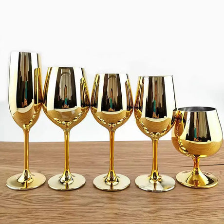 Elegant Electroplated Gold Crystal Champagne Glass Drinkware Julia M LifeStyles   