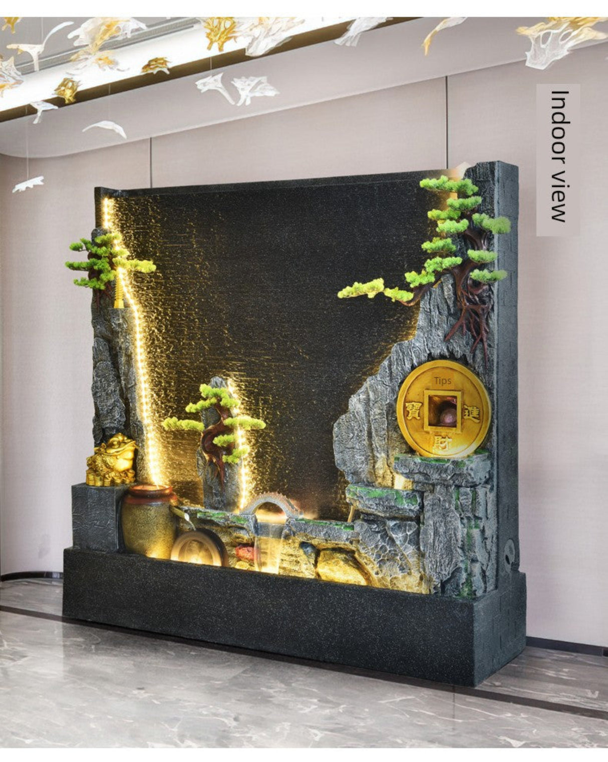 Courtyard Rockery Double - Sided Water Curtain Wall Fish Tank Water Screen Living Room Decoration Company Hotel Fortune Fengshui Wheel Landscape - Julia M LifeStyles