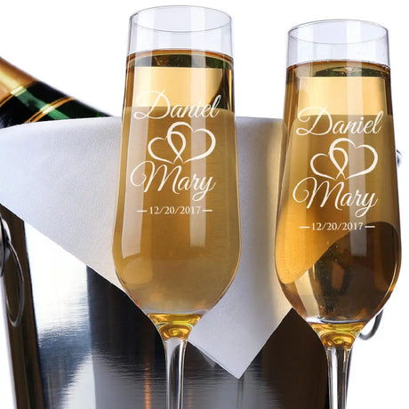 Personalised Mr. And Mrs. Wedding Toasting Flutes Set 🥂 Wedding Toasting Flutes Julia M Home & Kitchen Design 2 white text 