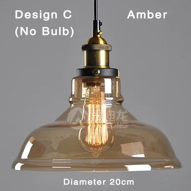 The Nordic  Loft  Modern Bedroom Pendant Lamp with Clear Gray Amber Vintage Pendant Lights Dining Glass Hanging  Light Fixtures