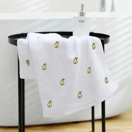 Women Bath Bathroom Embroidered Avocado Cotton Towel Face Towel Adult Soft Absorbent