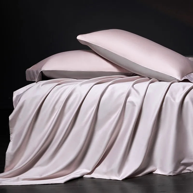 Luxury 100% Egyptian Cotton Reversible Duvet Cover Set in Silver & Purple