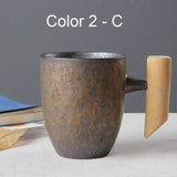 Japanese Vintage Ceramic Coffee Mug with Wood Handle and Spoon - Julia M LifeStyles