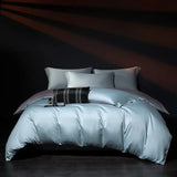 Luxury 100% Egyptian Cotton Reversible Duvet Cover Set in Silver & Purple - Julia M LifeStyles