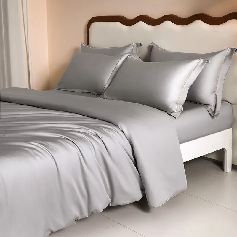 Luxury 1000TC Egyptian Cotton Duvet Cover Set with Silver Embroidery - Julia M LifeStyles