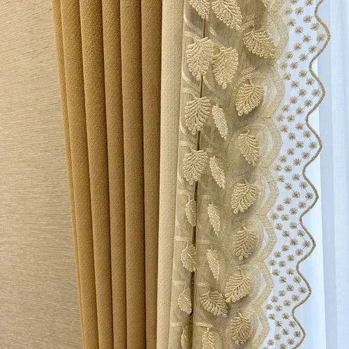 Chenille Embroidered Curtain Luxury Minimalist chenille embroidered curtain Julia M Home & Kitchen A-1pcs W200cm H200cm Hook